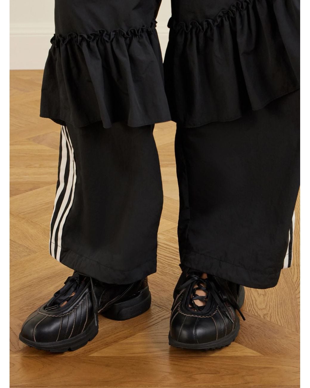 Simone Rocha Black Adidas Originals Clima Embellished Lace-Trimmed Leather Sneakers