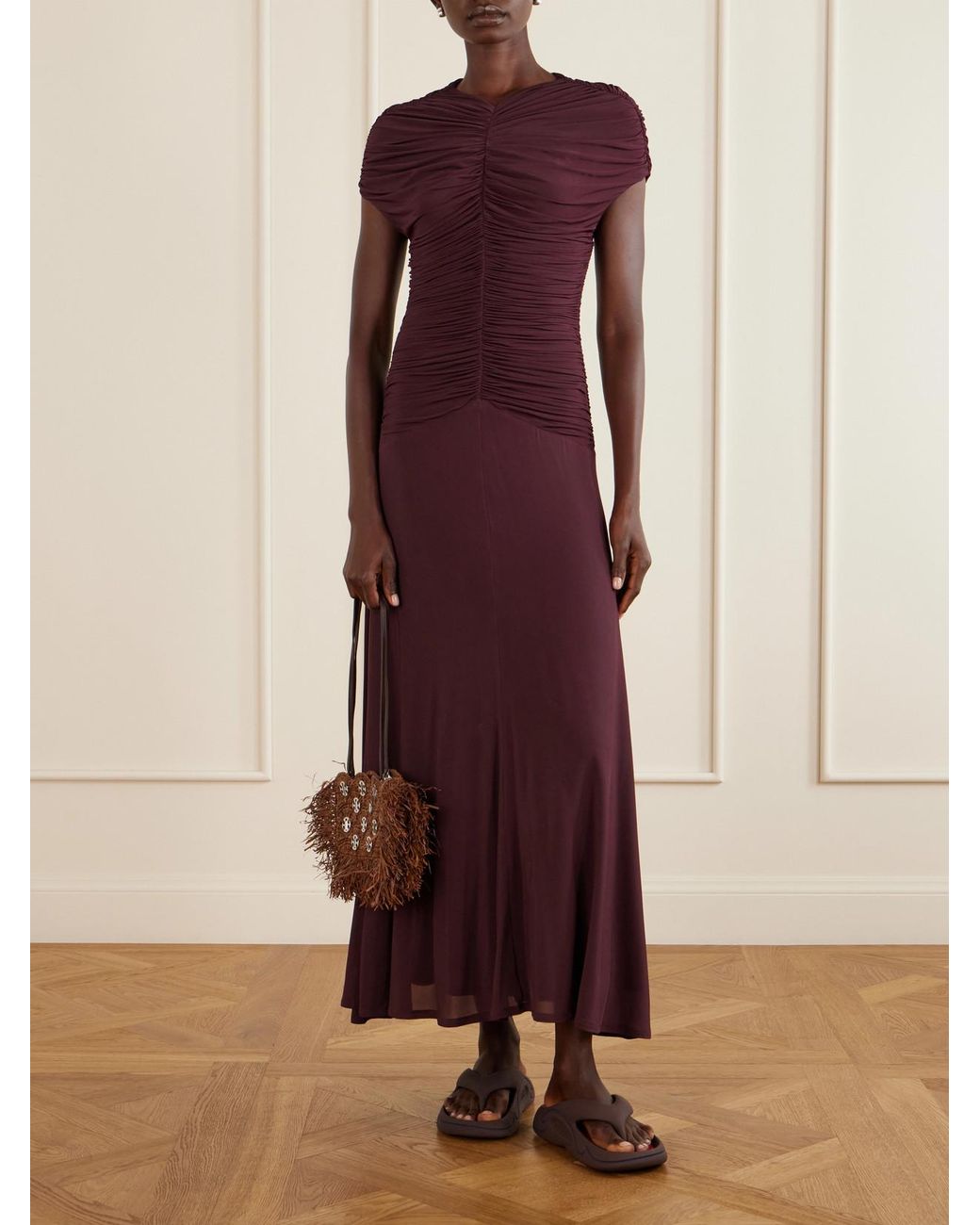 Rabanne Brown Embellished Raffia Shoulder Bag
