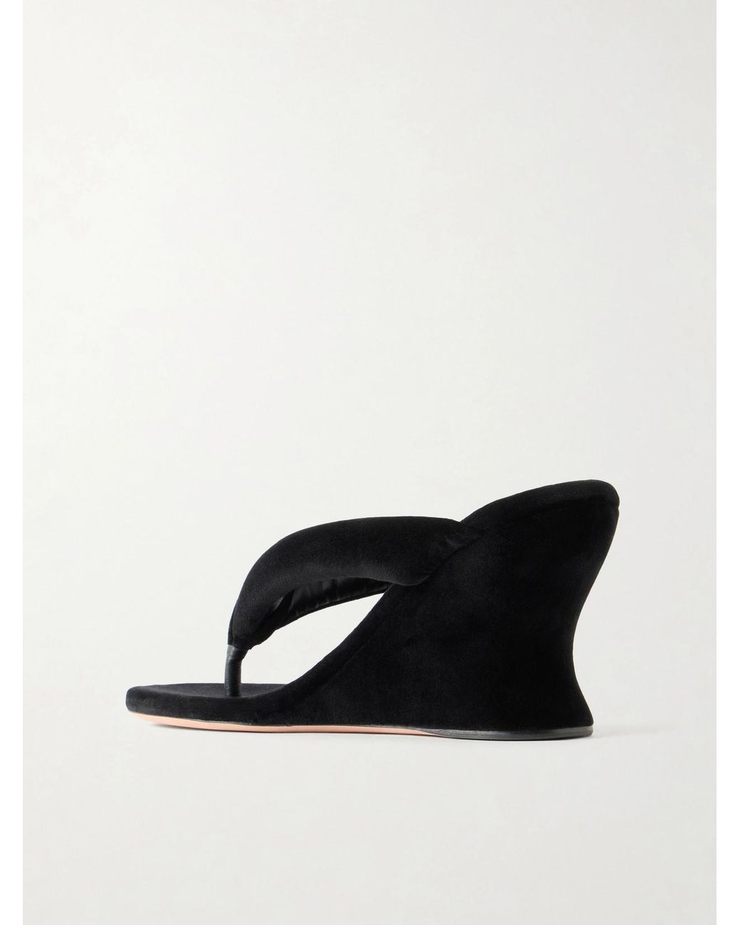 Balenciaga Black Gaeta 90 Velvet Wedge Sandals