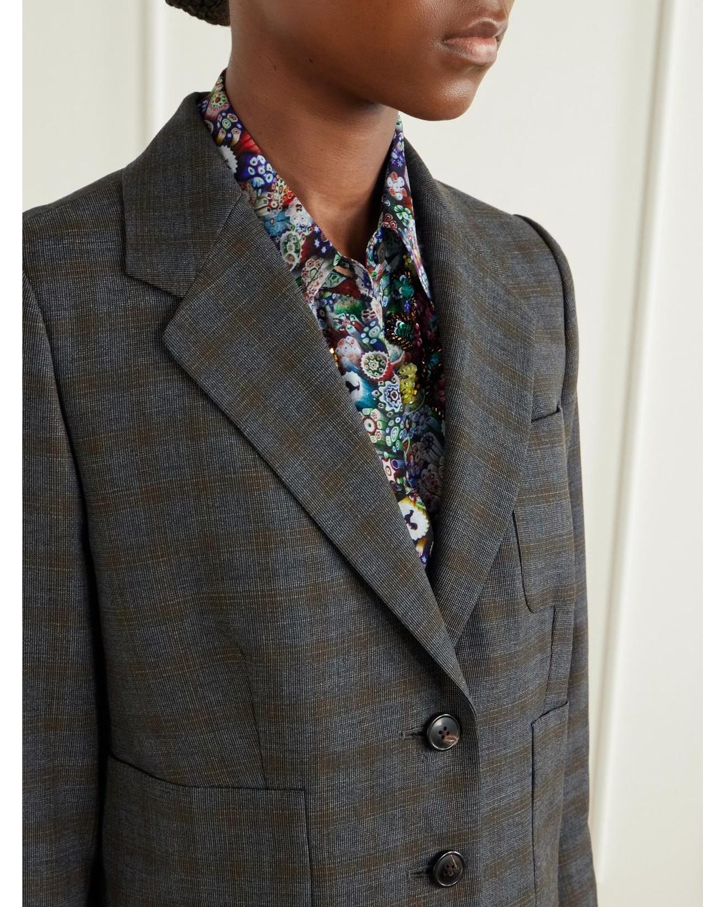 Dries Van Noten Black Checked Wool Blazer
