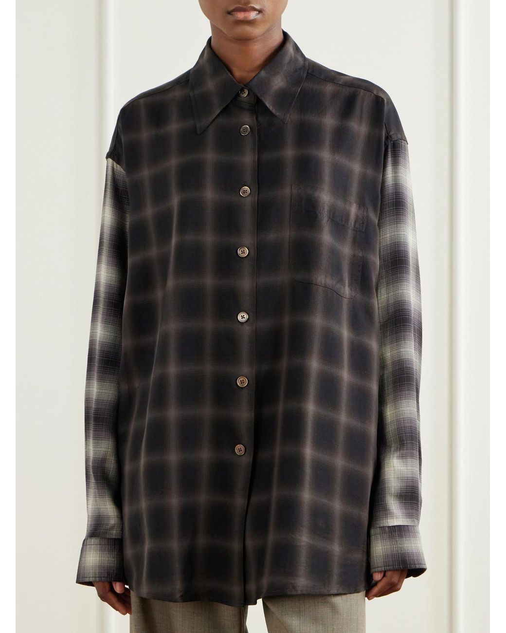 Our Legacy Black Favourite Checked Tencel Lyocell Shirt
