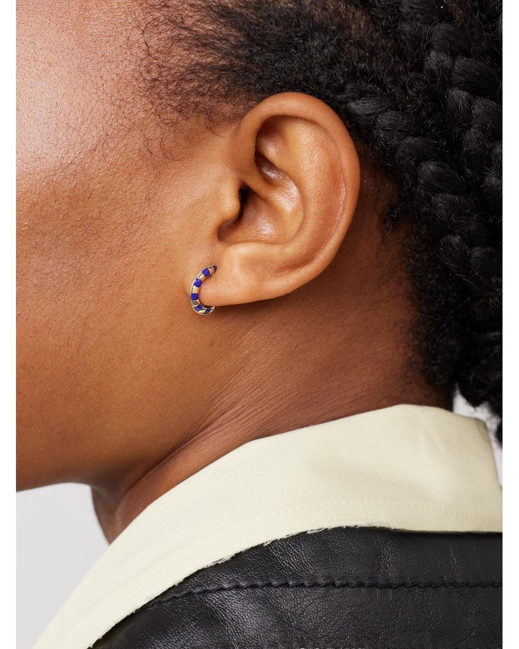 Yvonne Léon Natural 9-Karat Enamel Hoop Earrings