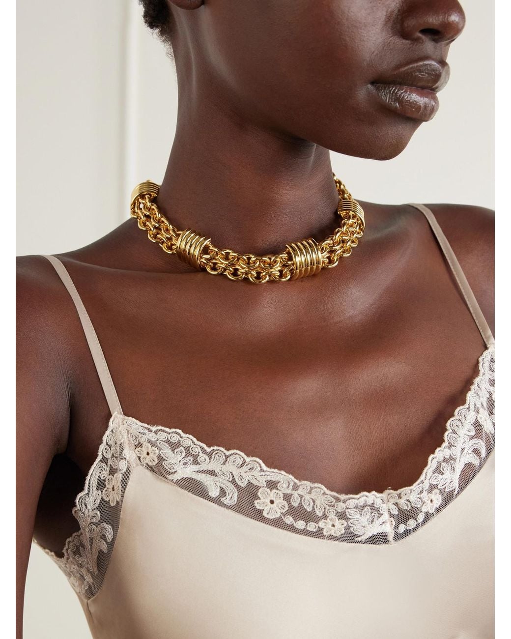 DEHANCHE Metallic Hollyhock-Plated Chain Necklace