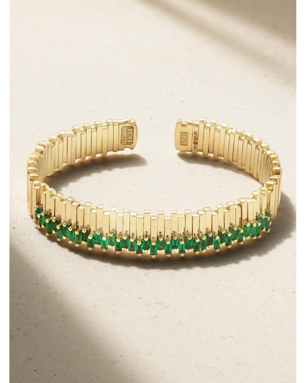 Suzanne Kalan Metallic 18-Karat Emerald Bangle