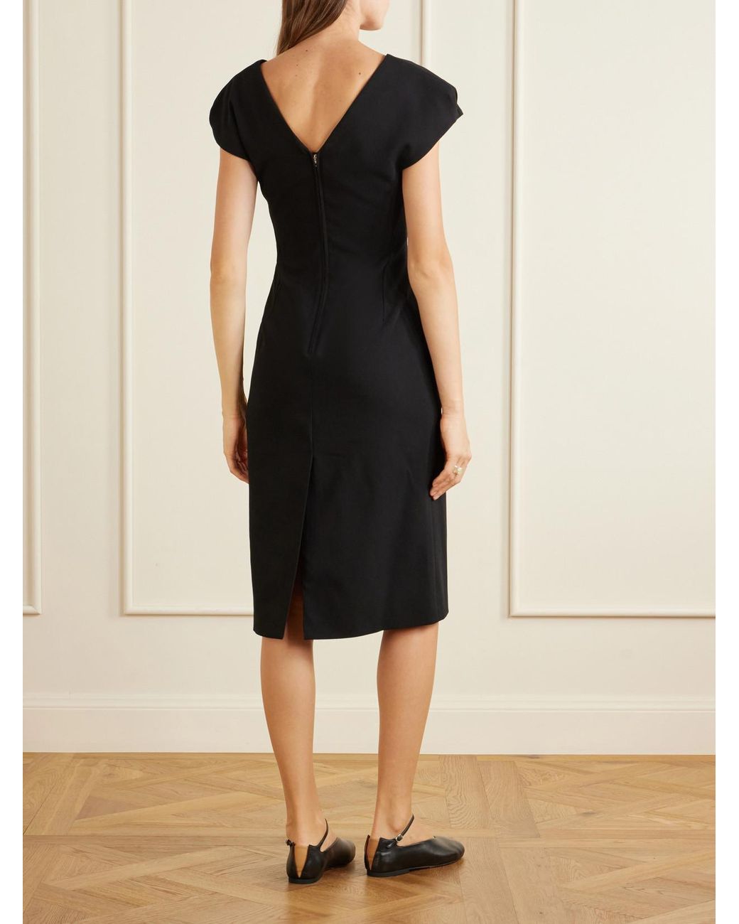 Jil Sander Black Wool Midi Dress