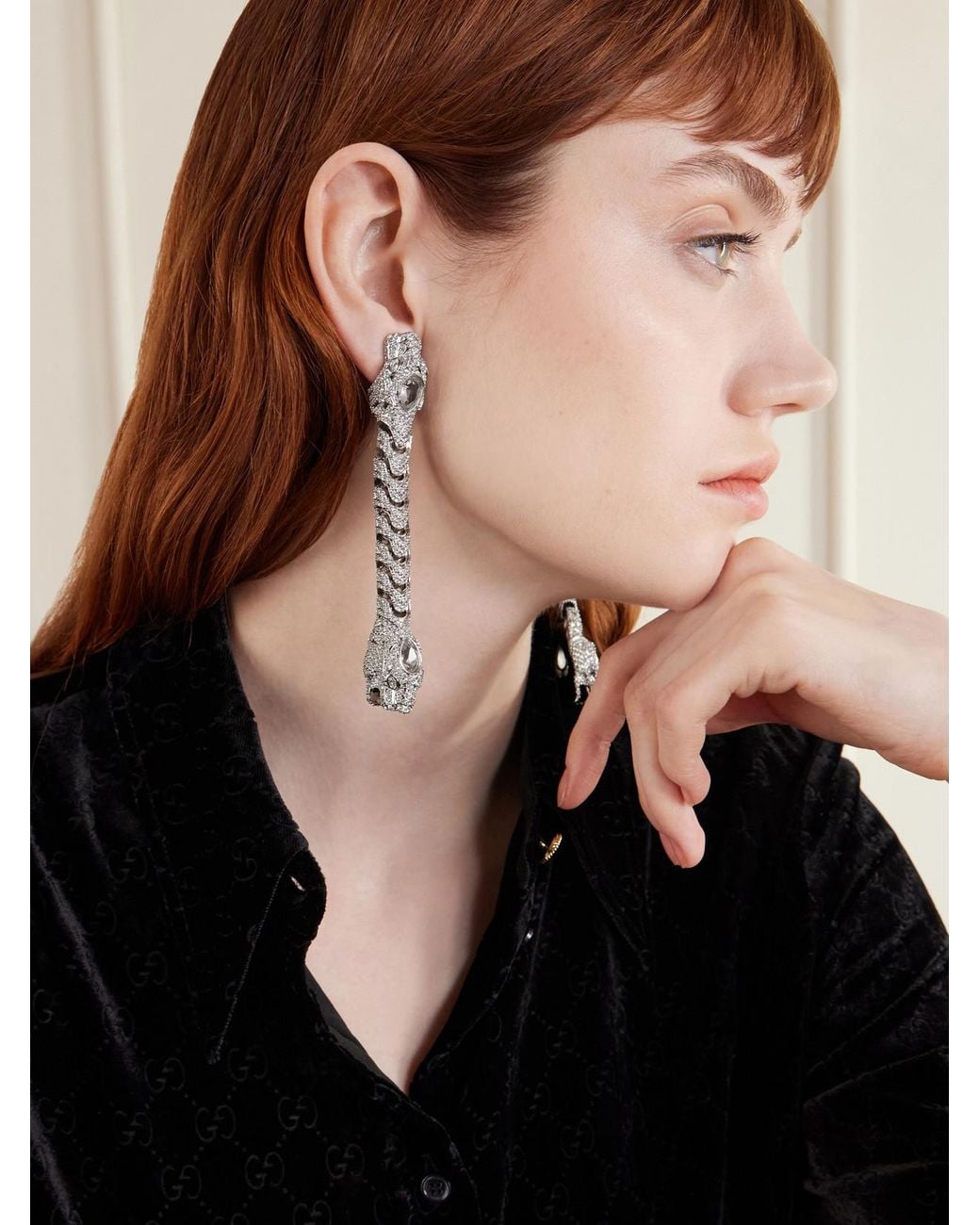 Gucci Natural Dionysus-Tone And Crystal Earrings