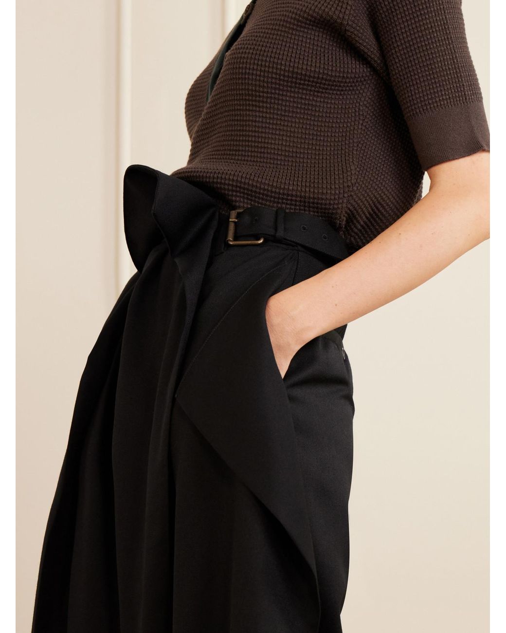 J.W. Anderson Blue Ruffled Belted Wool Wide-Leg Pants