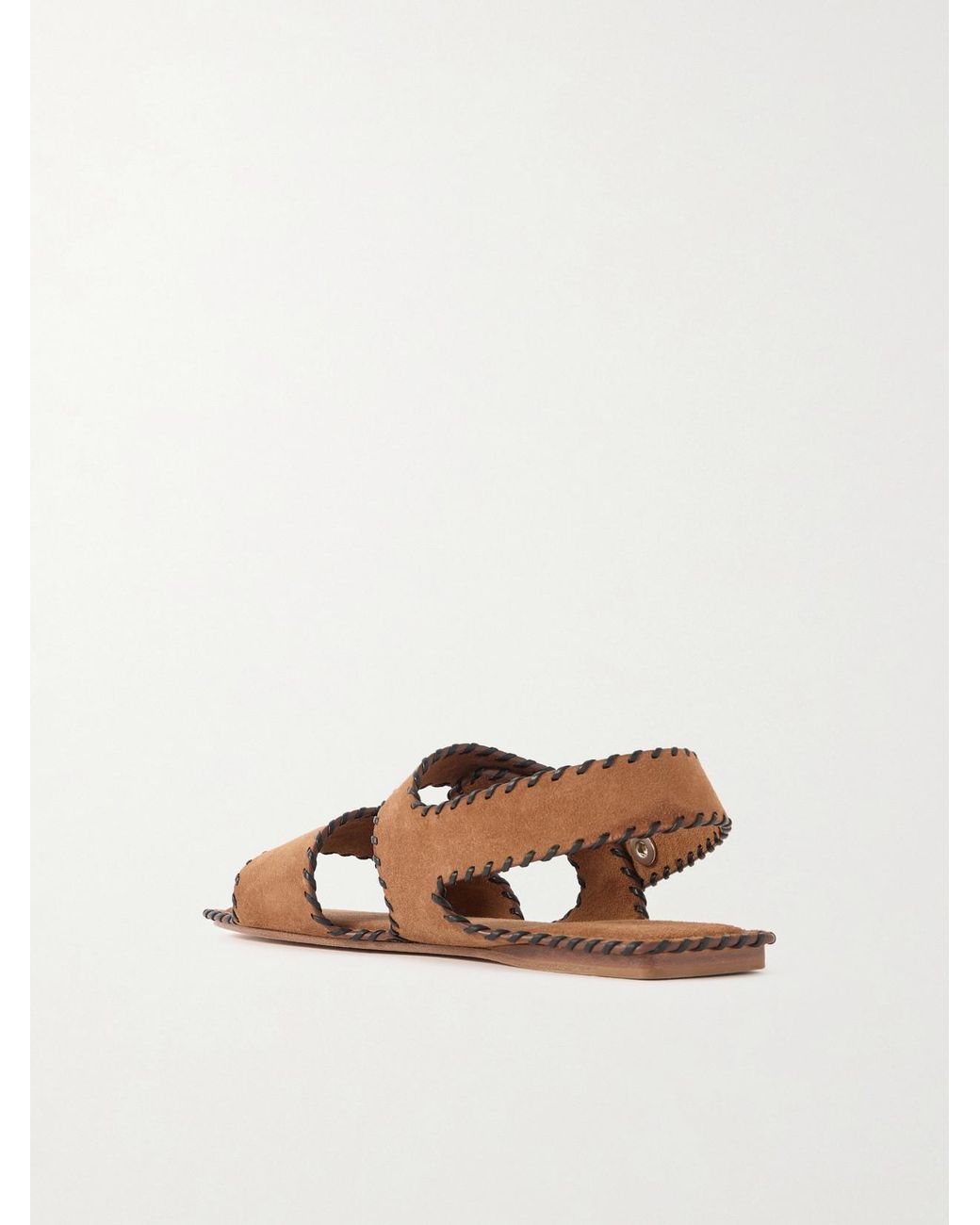 Khaite White Boden Whipstitched Suede Sandals