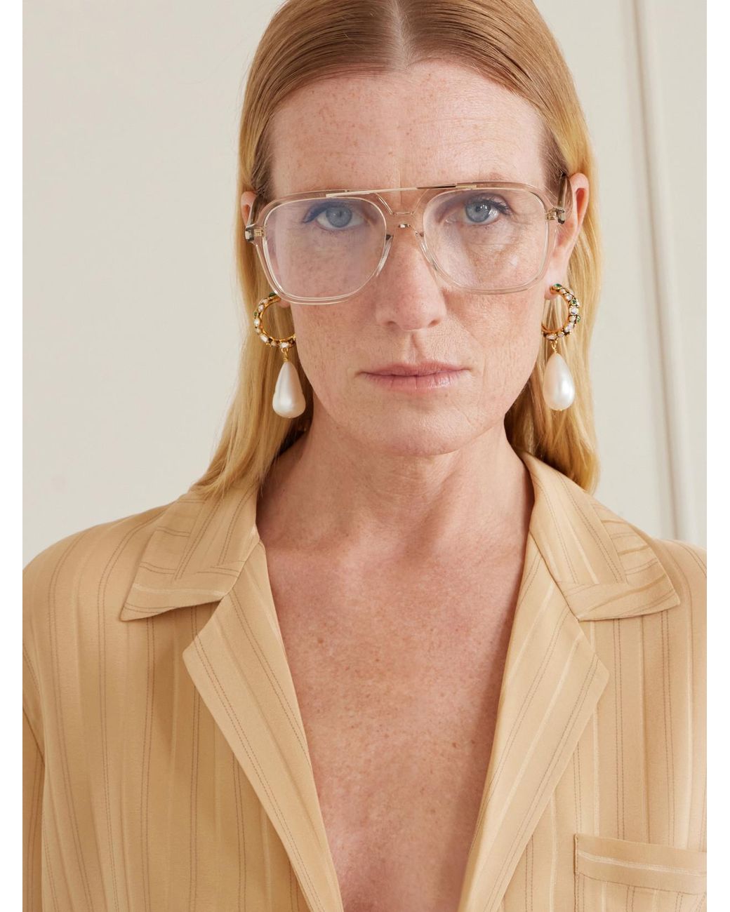 Saint Laurent Natural Sl 545 Square-Frame Acetate Optical Glasses