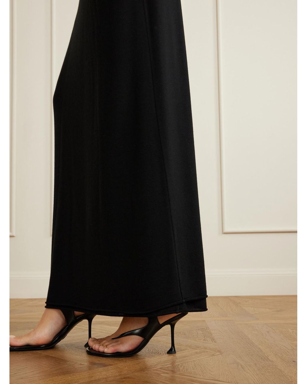 Colleen Allen Black Stretch Tencel Modal, Silk And Cashmere-Blend Maxi Skirt