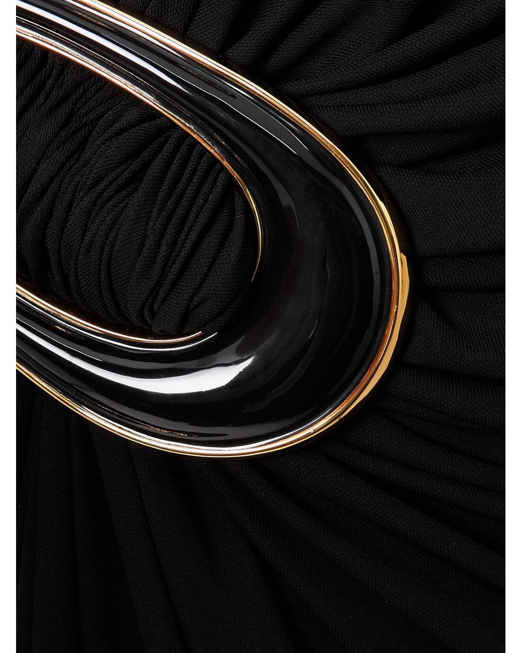 Bottega Veneta Black Embellished Gathered Jersey Midi Dress