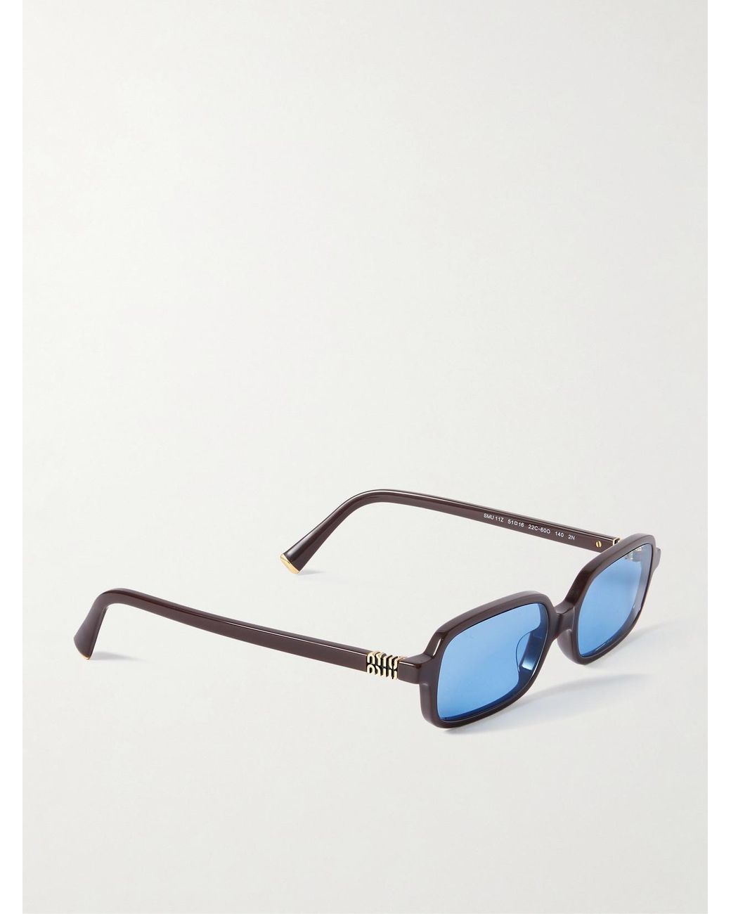 Miu Miu Blue Rectangular-Frame Acetate Sunglasses
