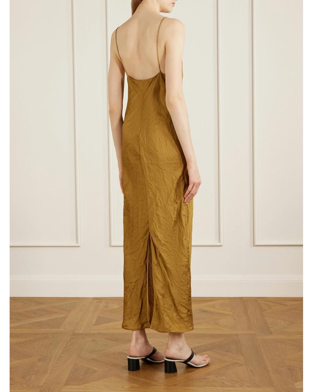 Khaite Metallic Taja Crinkled-Voile Maxi Dress