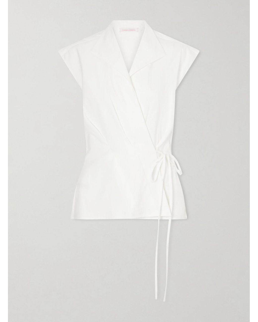 Carolina Herrera White Wrap Cotton-Blend Shirt