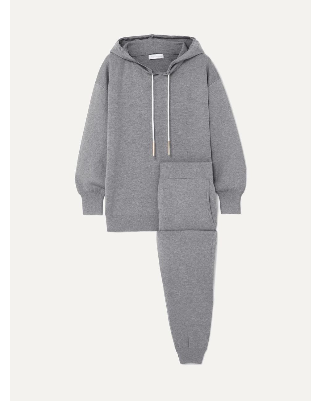 Olivia Von Halle Gray Gia London Silk And Cashmere-Blend Hoodie And Track Pants Set