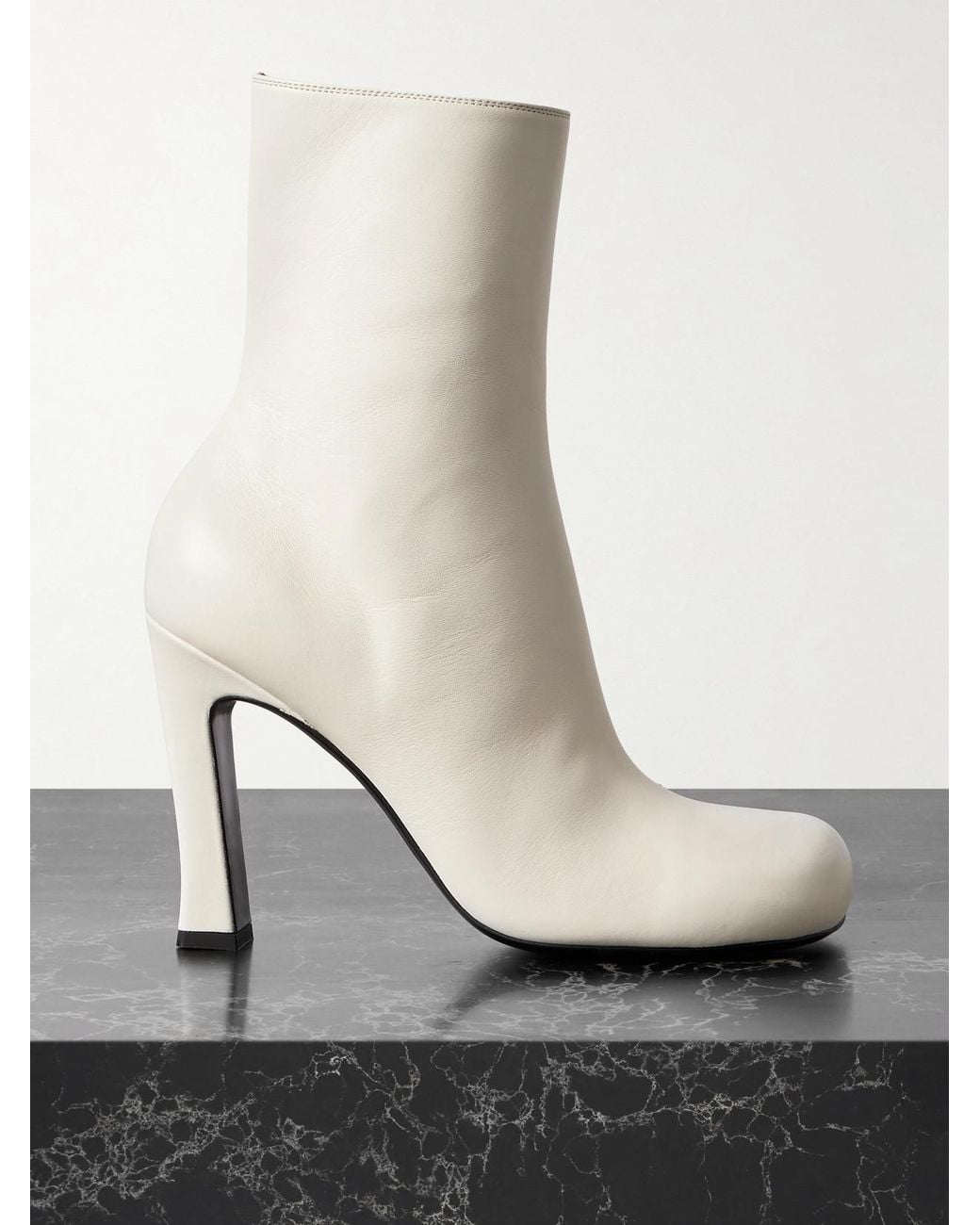 Bottega Veneta White Leather Ankle Boots