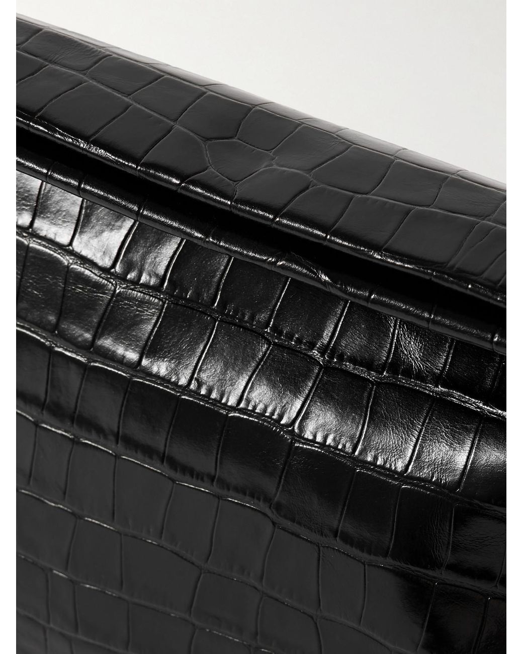 Nili Lotan Black Jerry Croc-Effect Leather Clutch