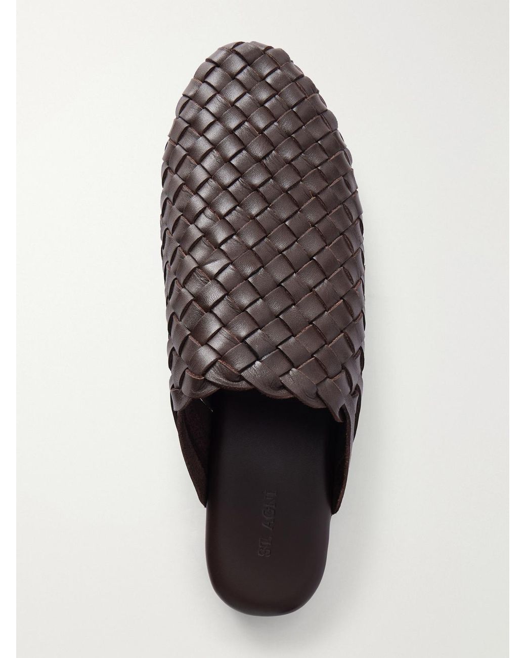 St. Agni Brown Bunto Woven Leather Slip-Ons