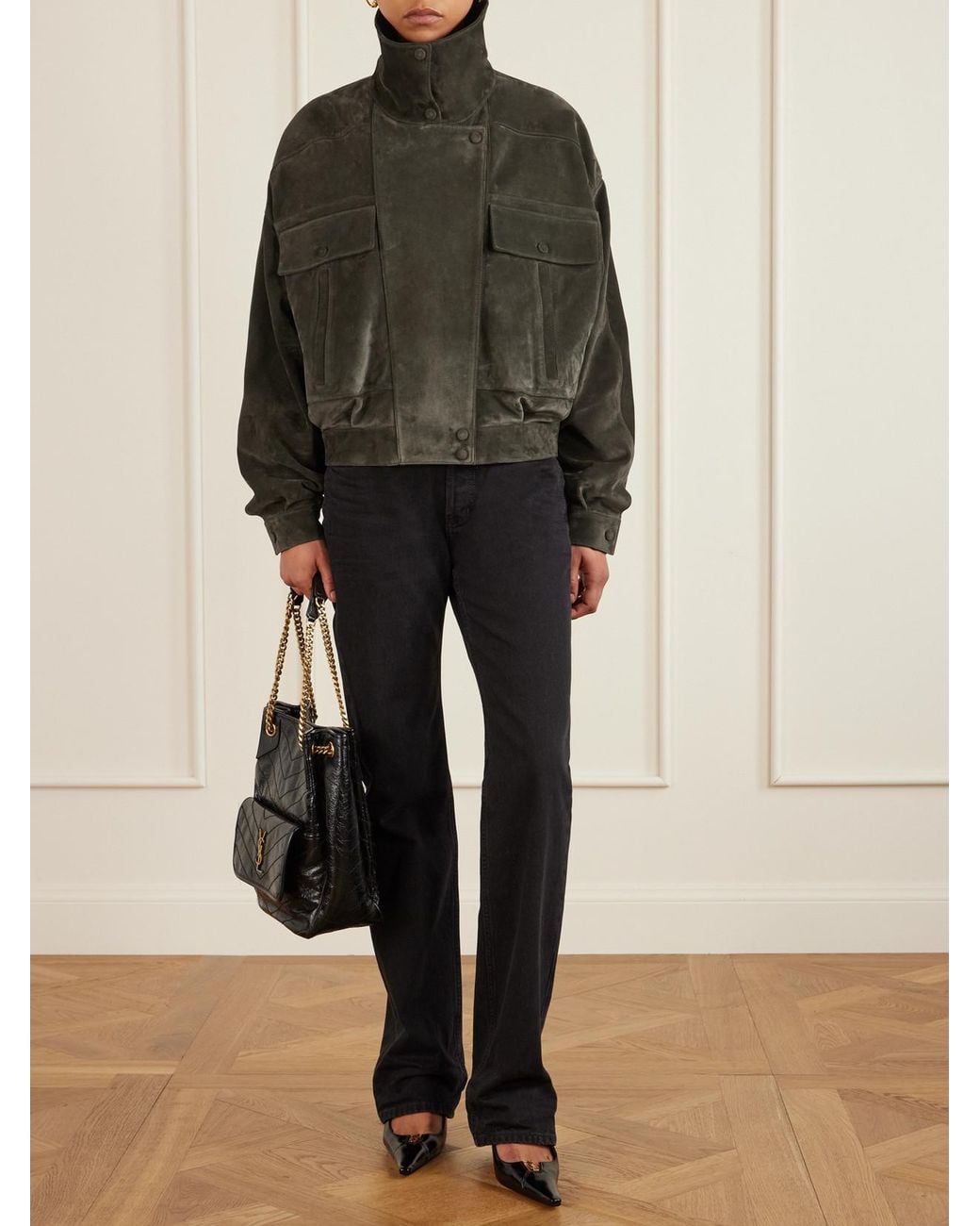 Saint Laurent Black Niki Small Crinkled-Leather Tote