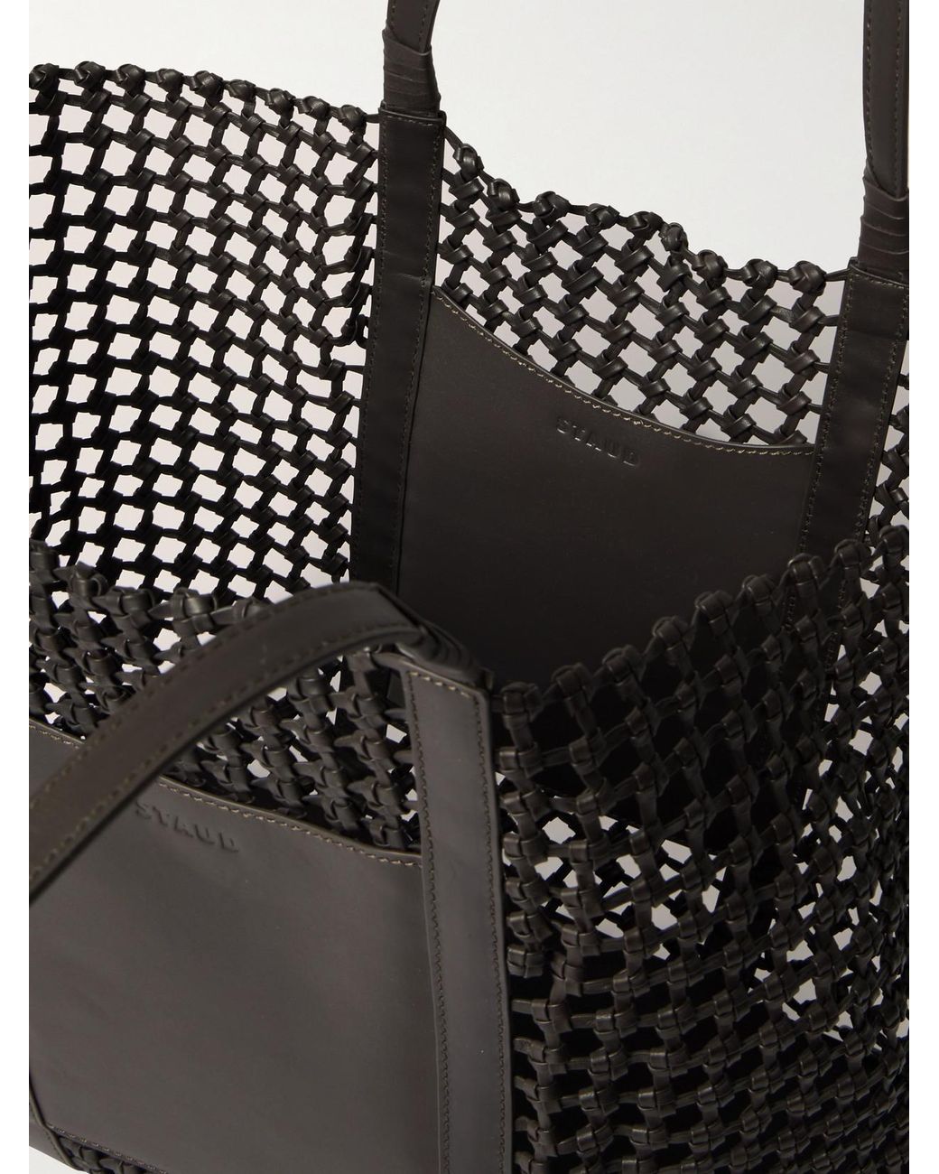 Staud Black Getaway Knotted Leather Tote
