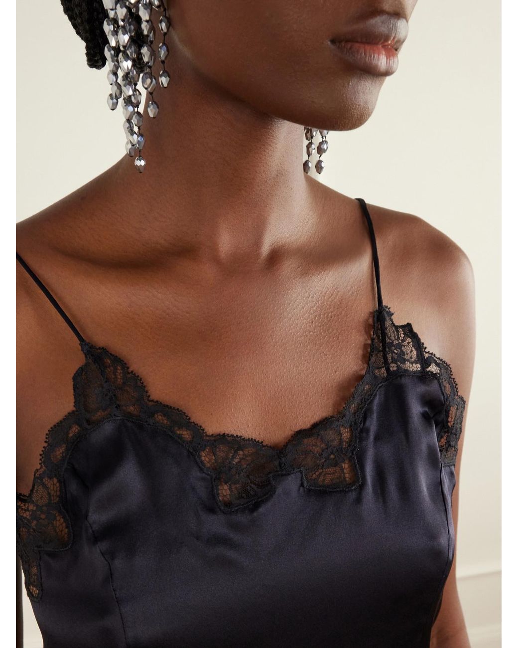 Isabel Marant Blue Amael Lace-Trimmed Silk-Satin Cami