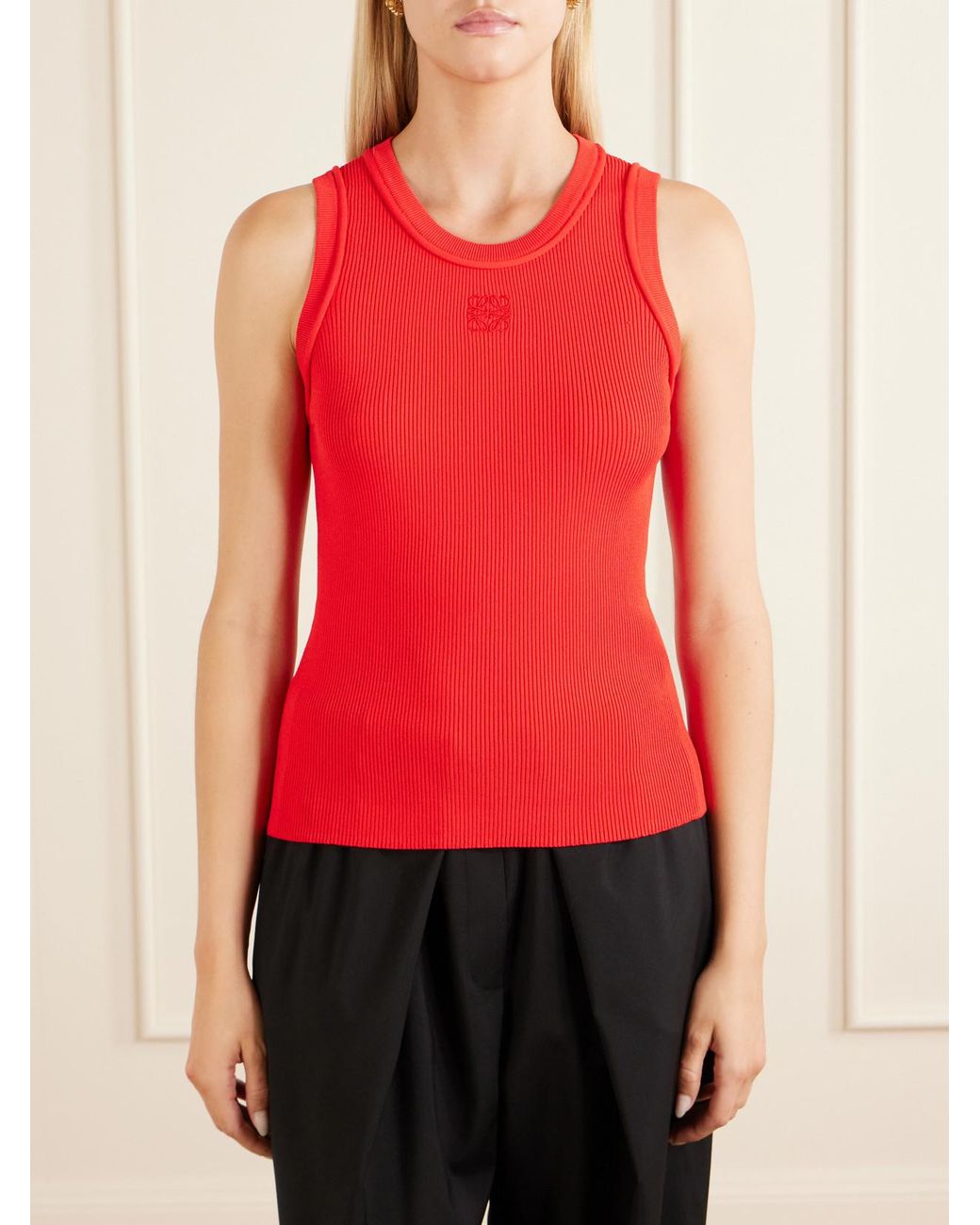 Loewe Anagram-Embroidered Ribbed Tank