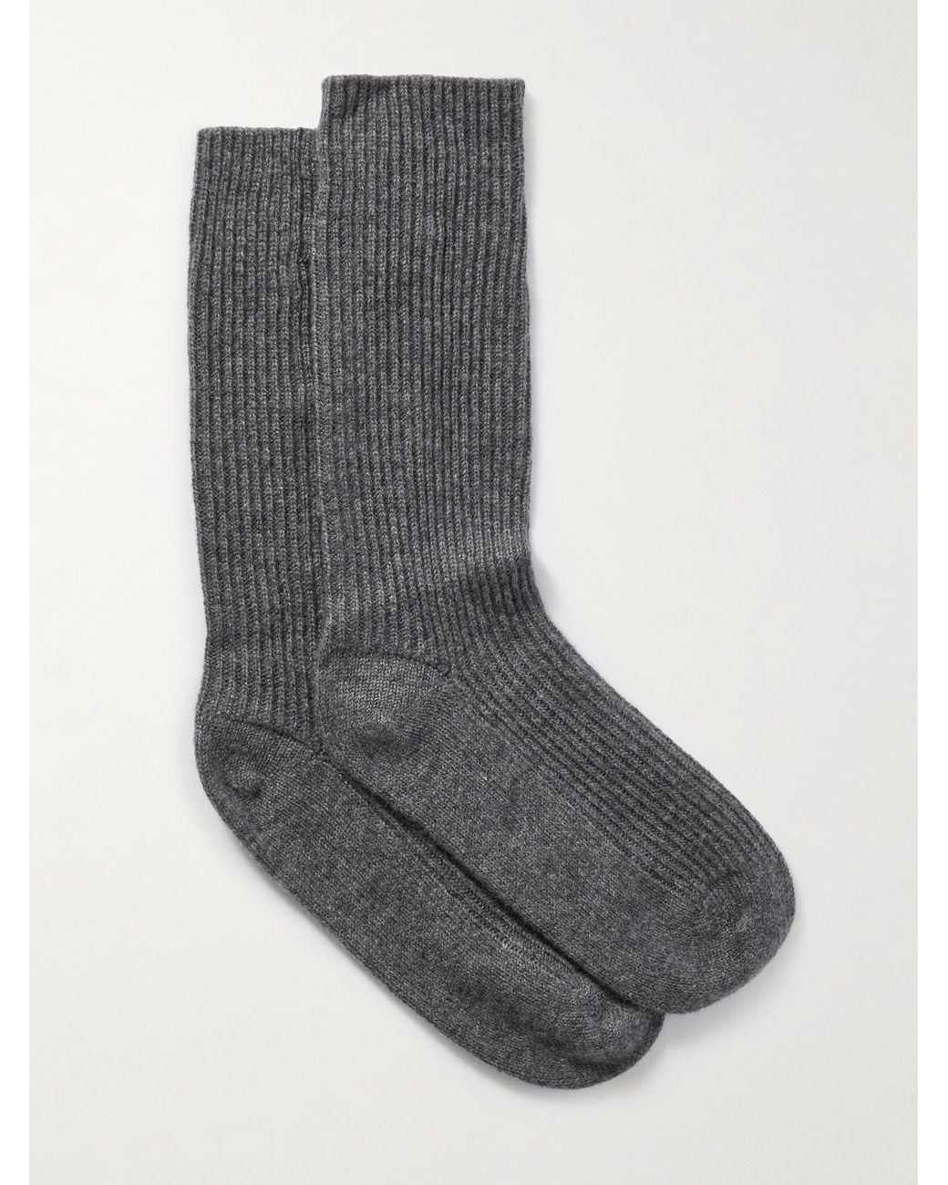 Lisa Yang Gray Zera Ribbed Cashmere Socks