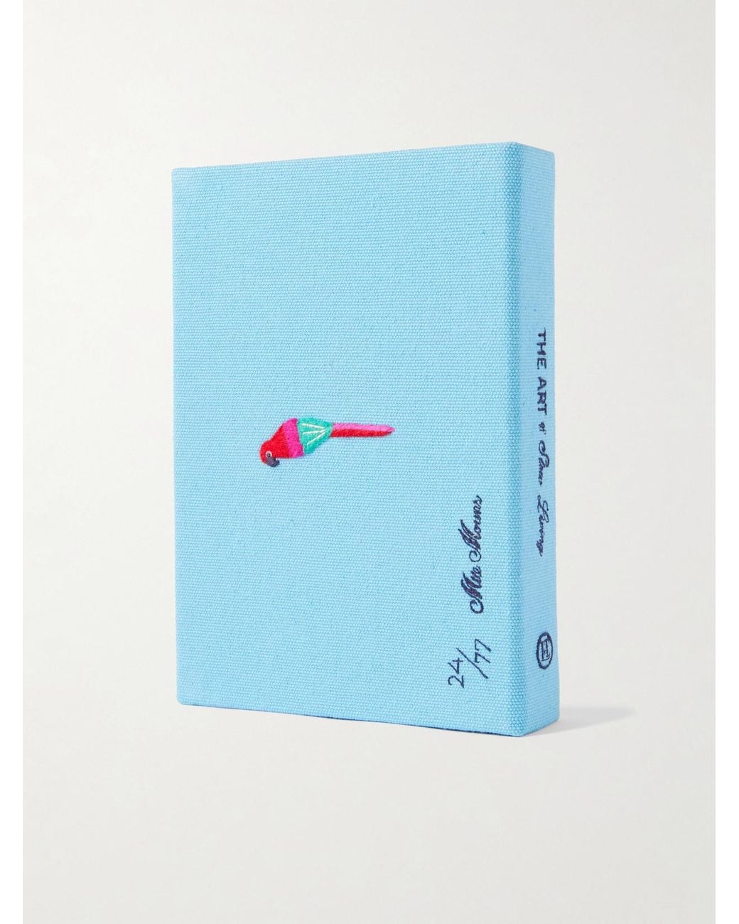 Olympia Le-Tan Blue Mlle Mouns The Art Of Slow Living Embroidered Appliquéd Canvas Clutch