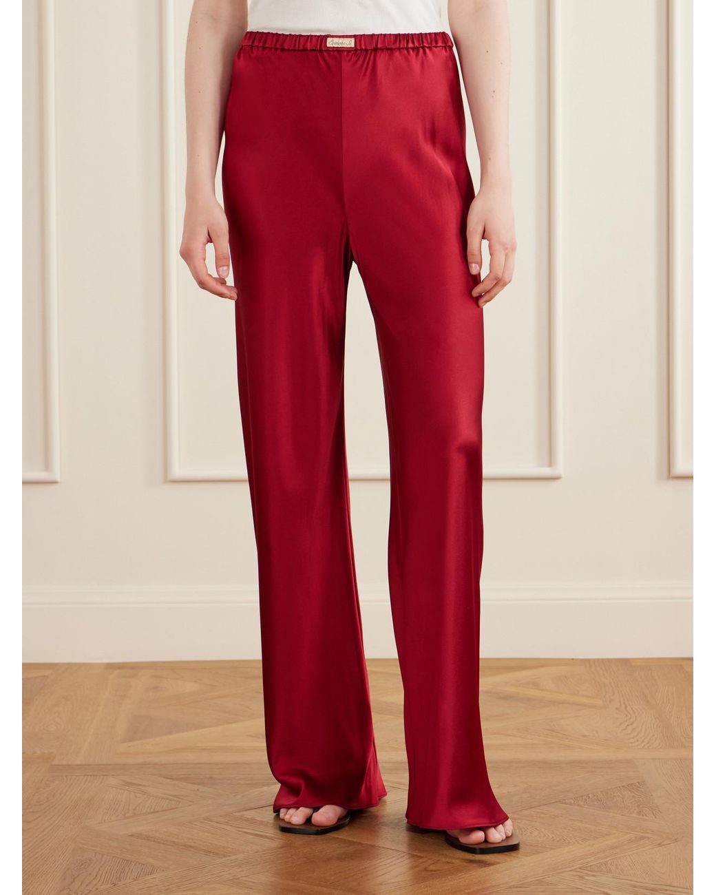 Comme Si Red Silk-Bias Pants