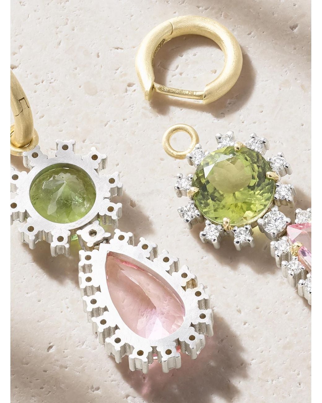 Irene Neuwirth Natural Gemmy Gem 18-Karat And Diamond, Tourmaline And Morganite Earrings