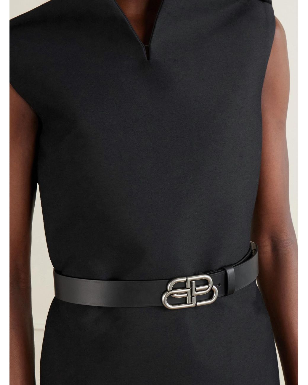 Balenciaga Black Leather Waist Belt