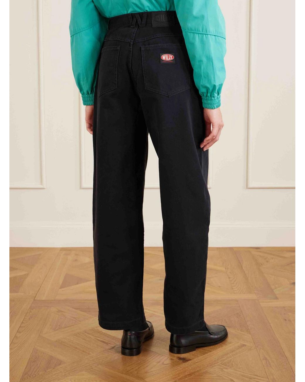 Willy Chavarria Blue Bad Girl High-Rise Barrel-Leg Jeans