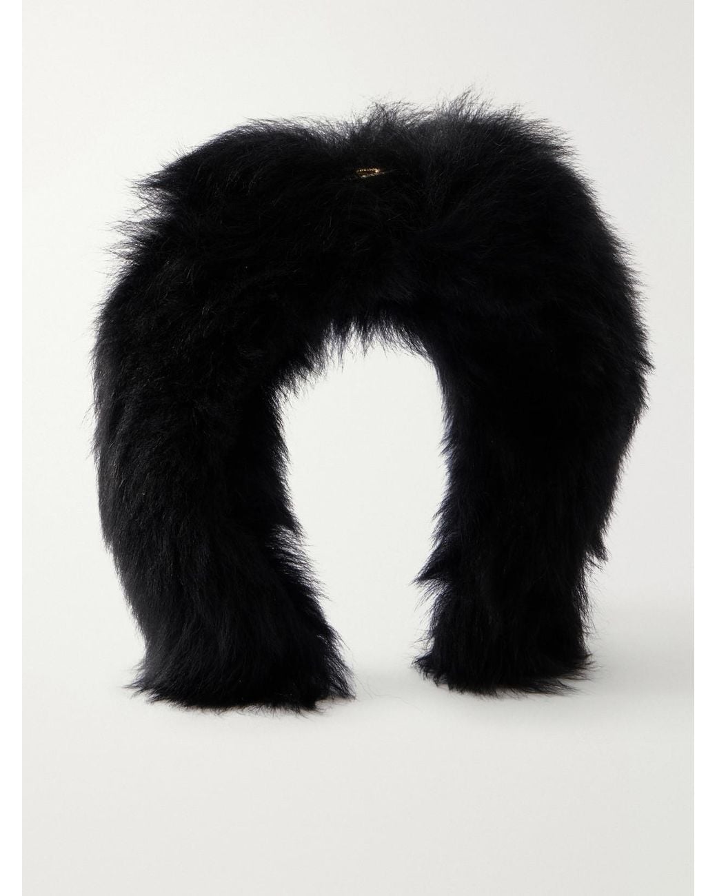 Gucci Black Gg-Appliqué Shearling Headband