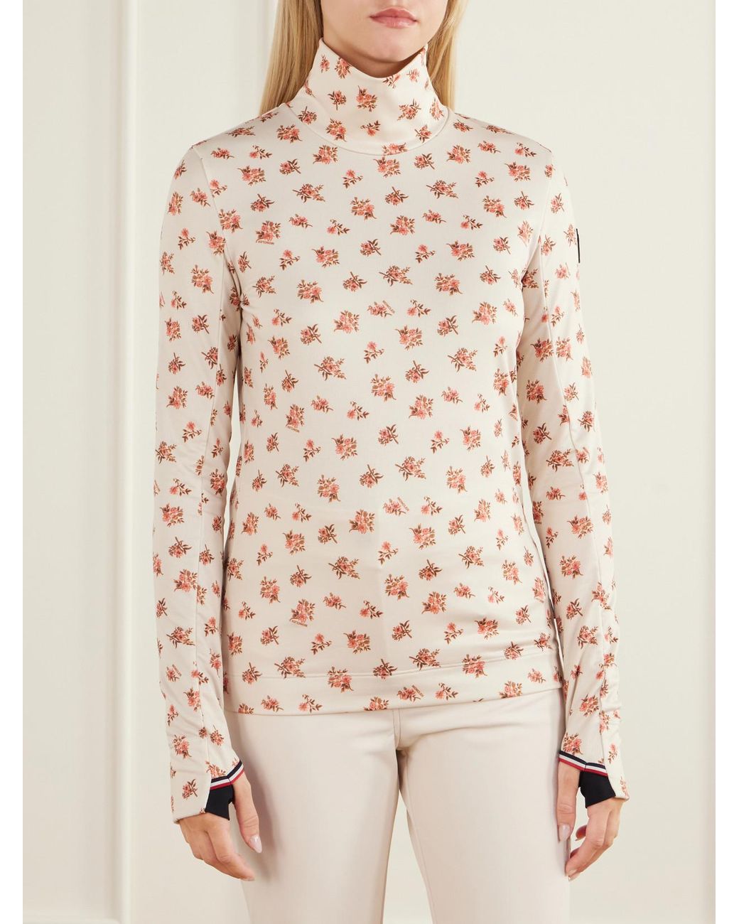 Moncler Natural Floral-Print Stretch-Jersey Base Layer
