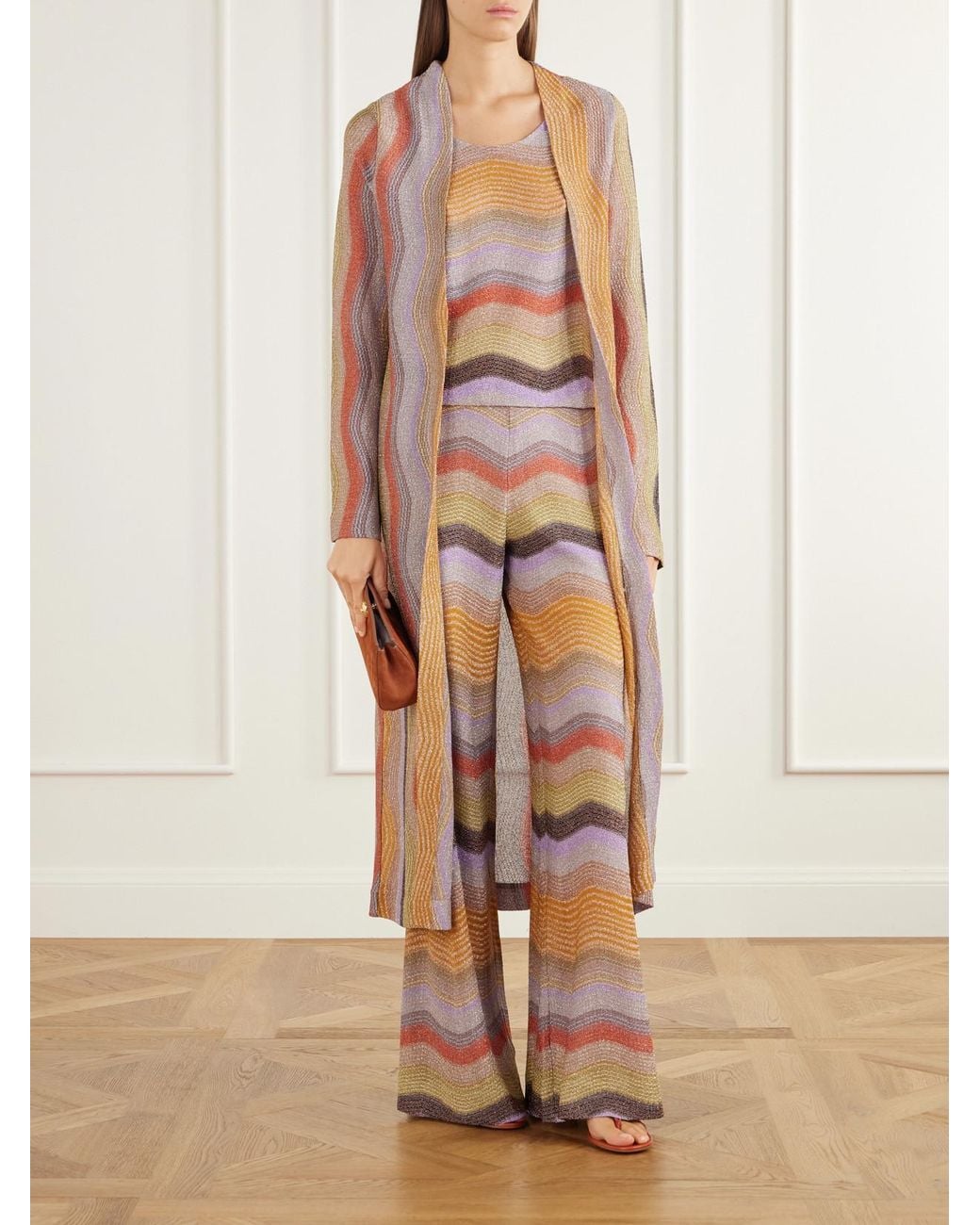 Missoni Multicolor Striped Metallic Crochet-Knit Cardigan