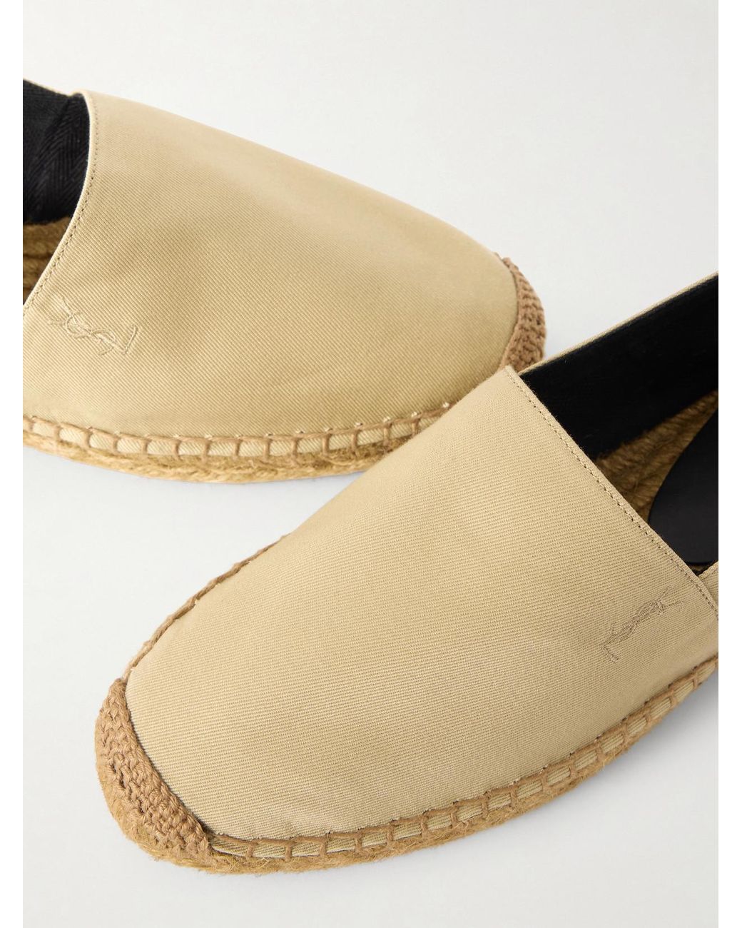 Saint Laurent Natural Embroidered Canvas Espadrilles