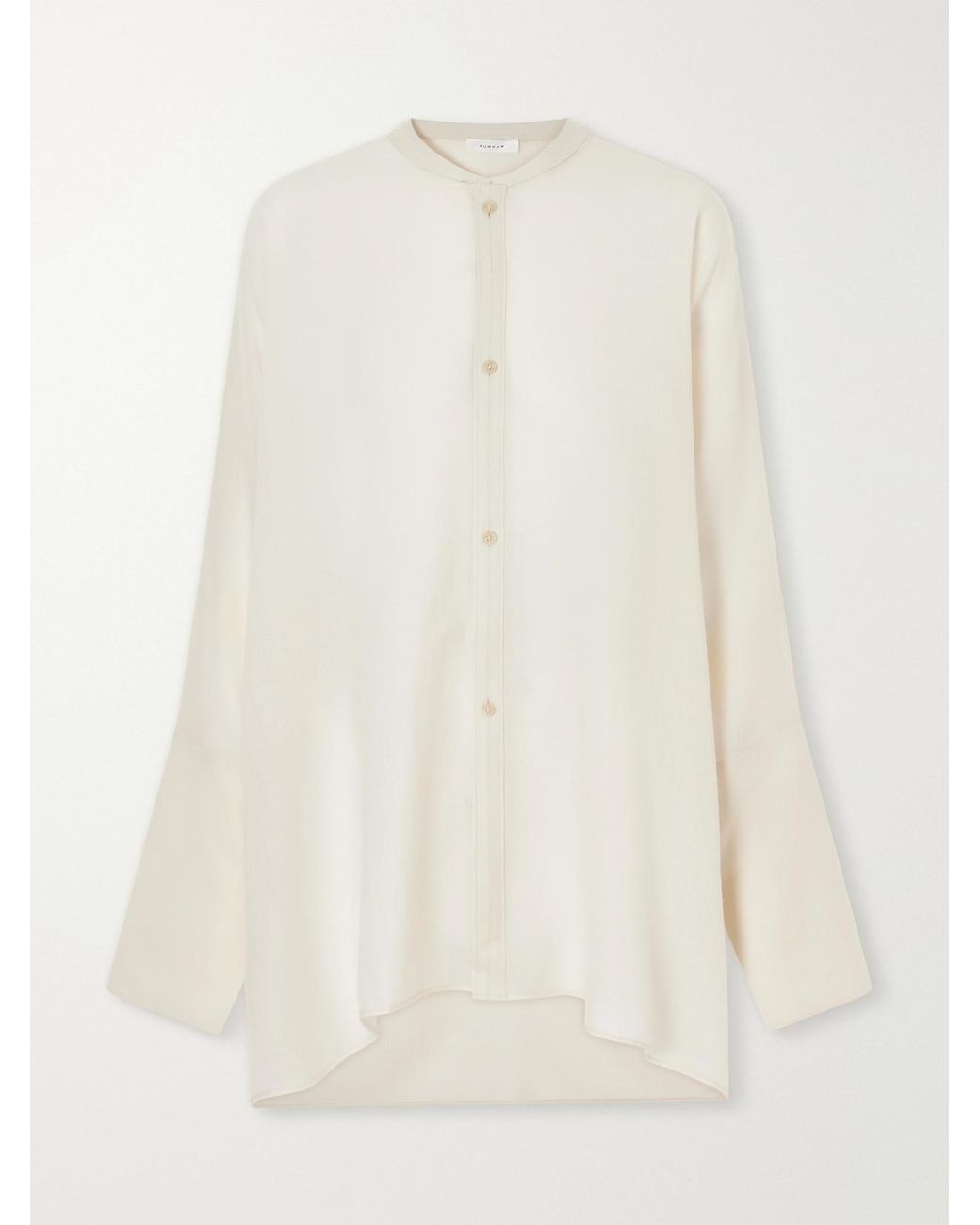 Ruohan White Kael Asymmetric Cotton-Gauze Shirt