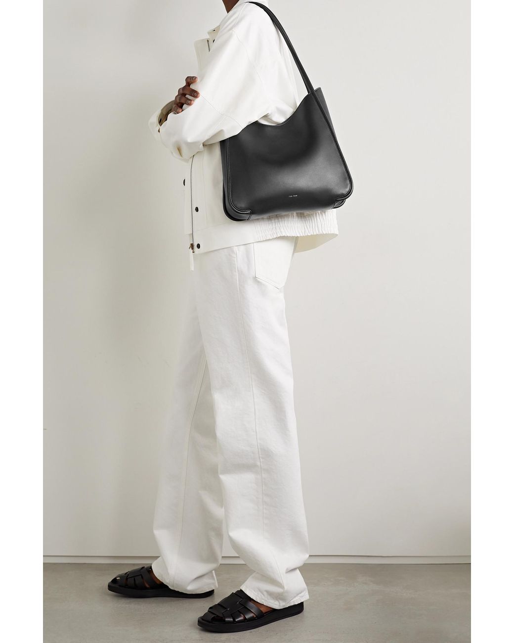 Leather tote The Row White in Leather