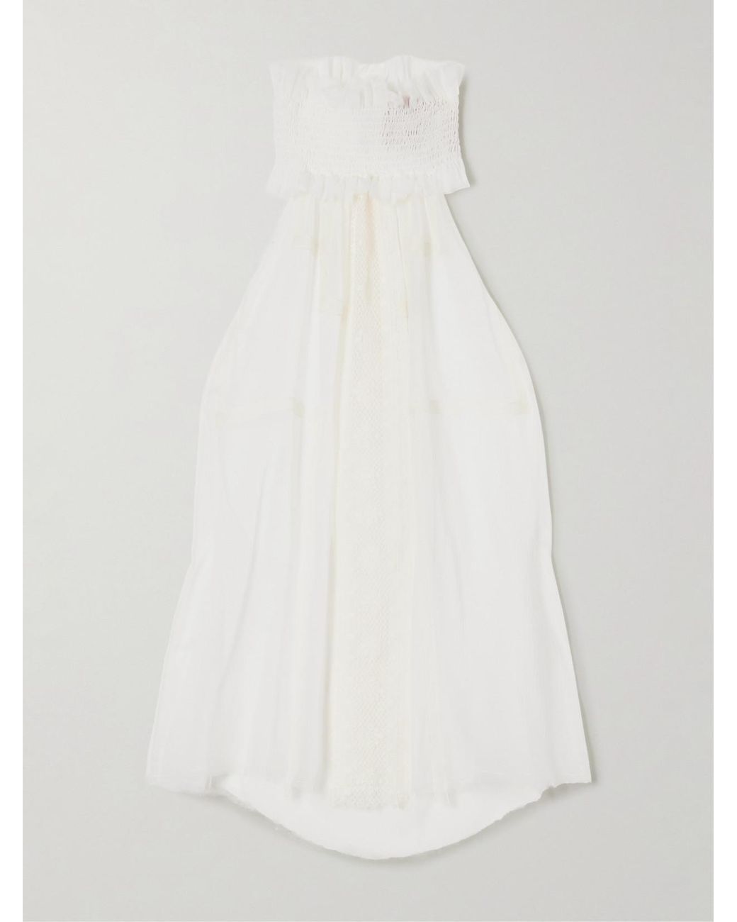 Dilara Findikoglu White Mask Of Pleasing Lace-Trimmed Silk Blouse