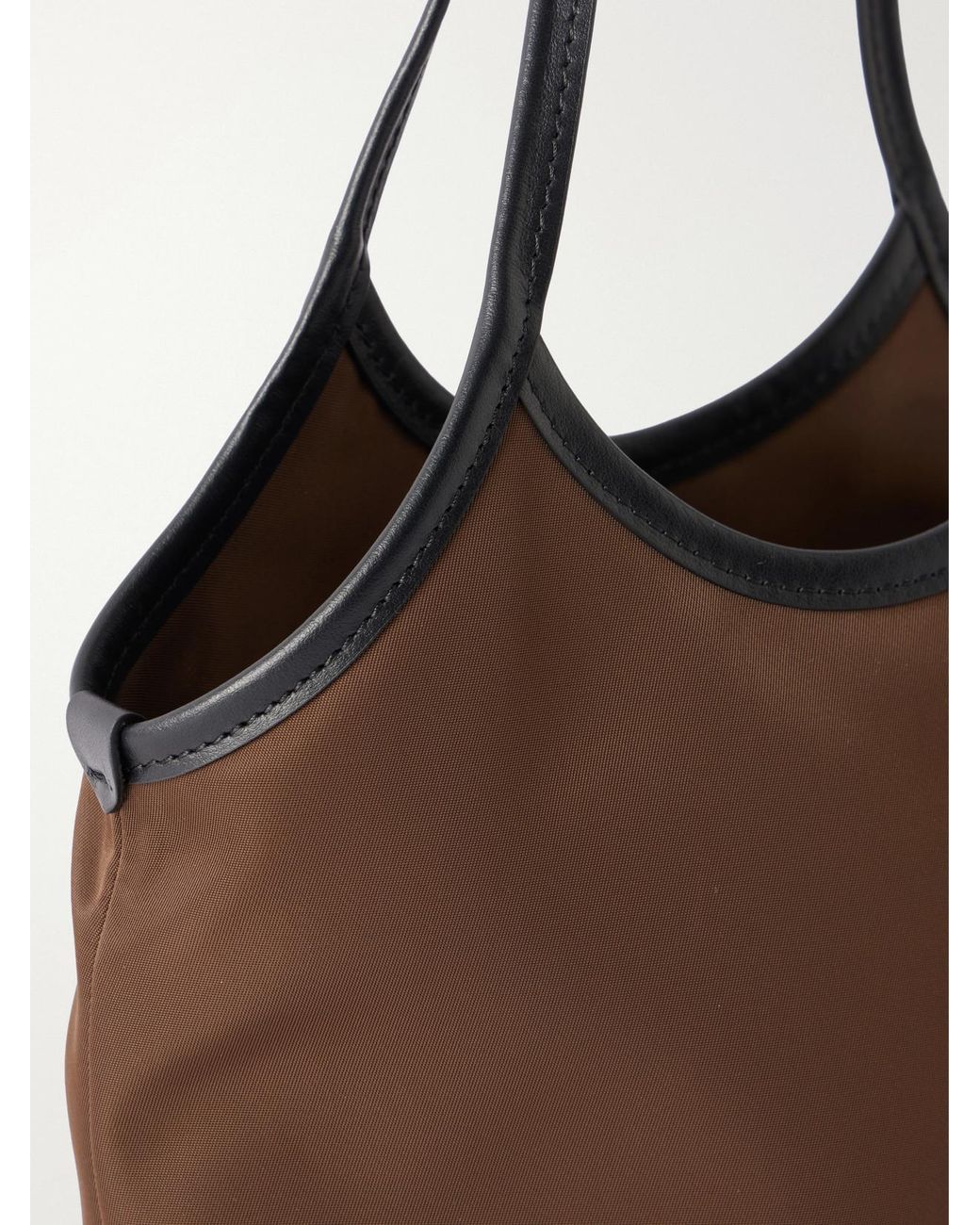 Valesque Natural Cami Leather-Trimmed Satin Shoulder Bag