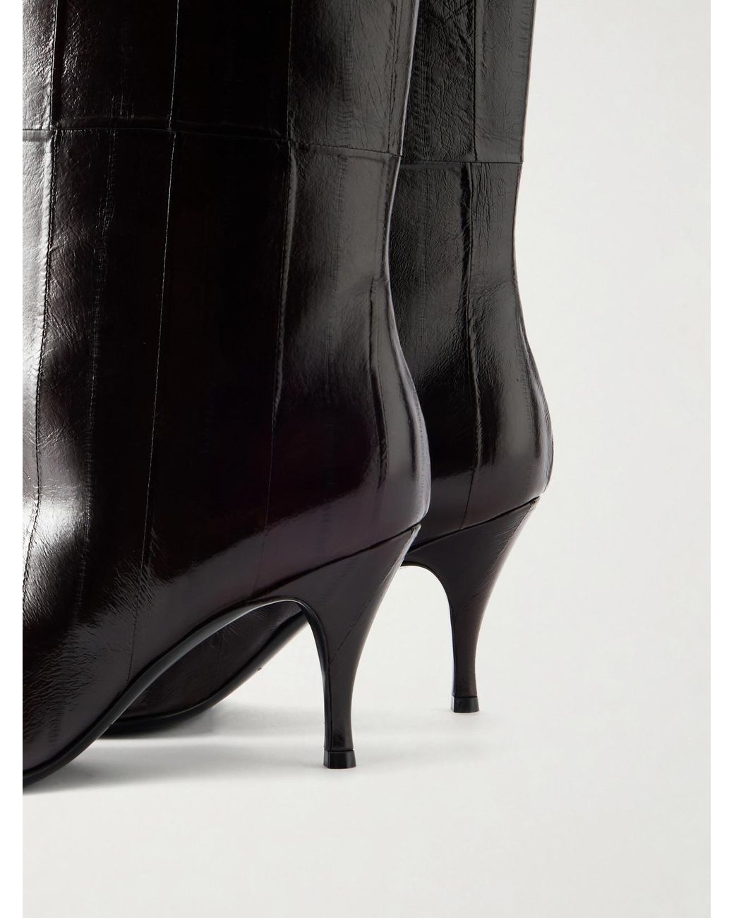 Herbert Levine Black Silhouette 80 Textured-Leather Knee Boots