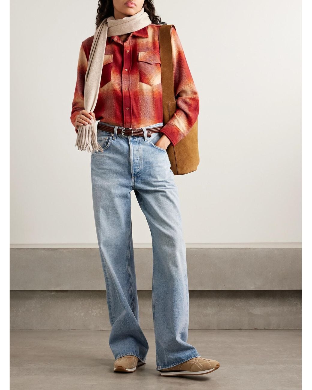 God's True Cashmere Red Checked Cashmere Shirt