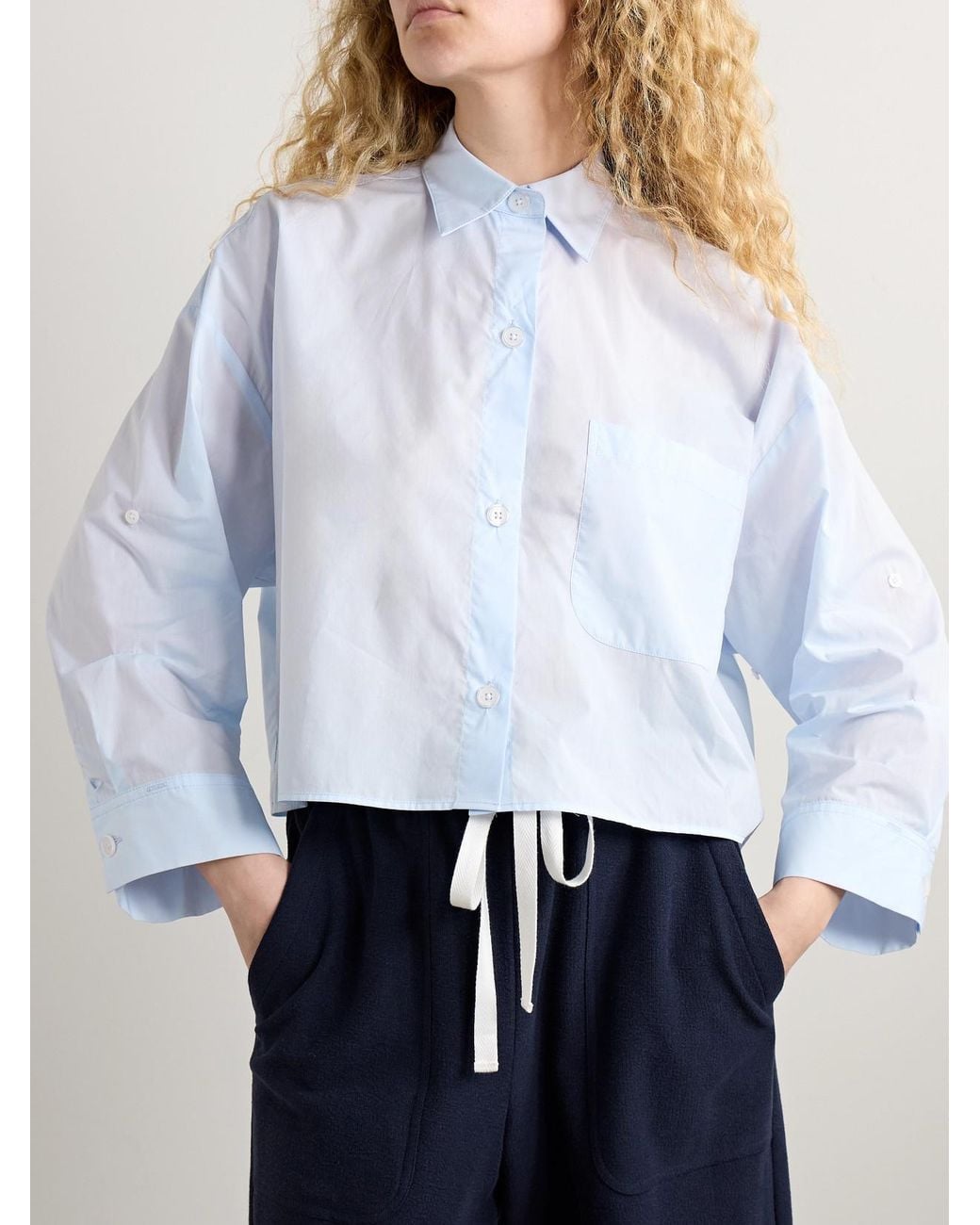 Twp Blue Next Ex Cropped Cotton-Poplin Shirt