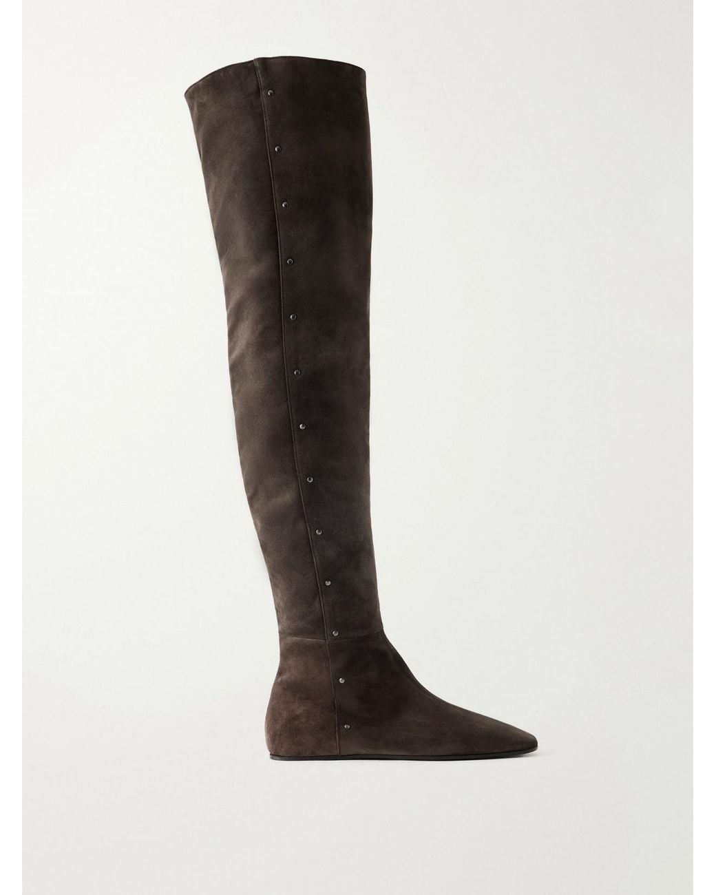 Max Mara Black Maspietra Studded Paneled Suede Over-The-Knee Boots