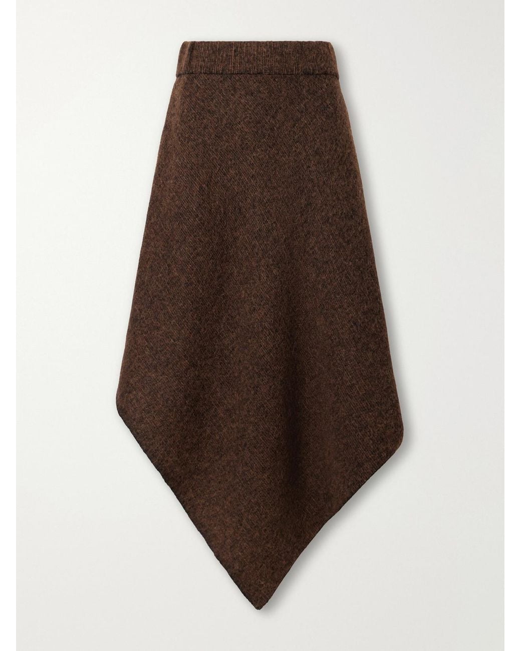 Lauren Manoogian Brown Manta Asymmetric Wool, Alpaca And Cotton-Blend Felt Midi Skirt
