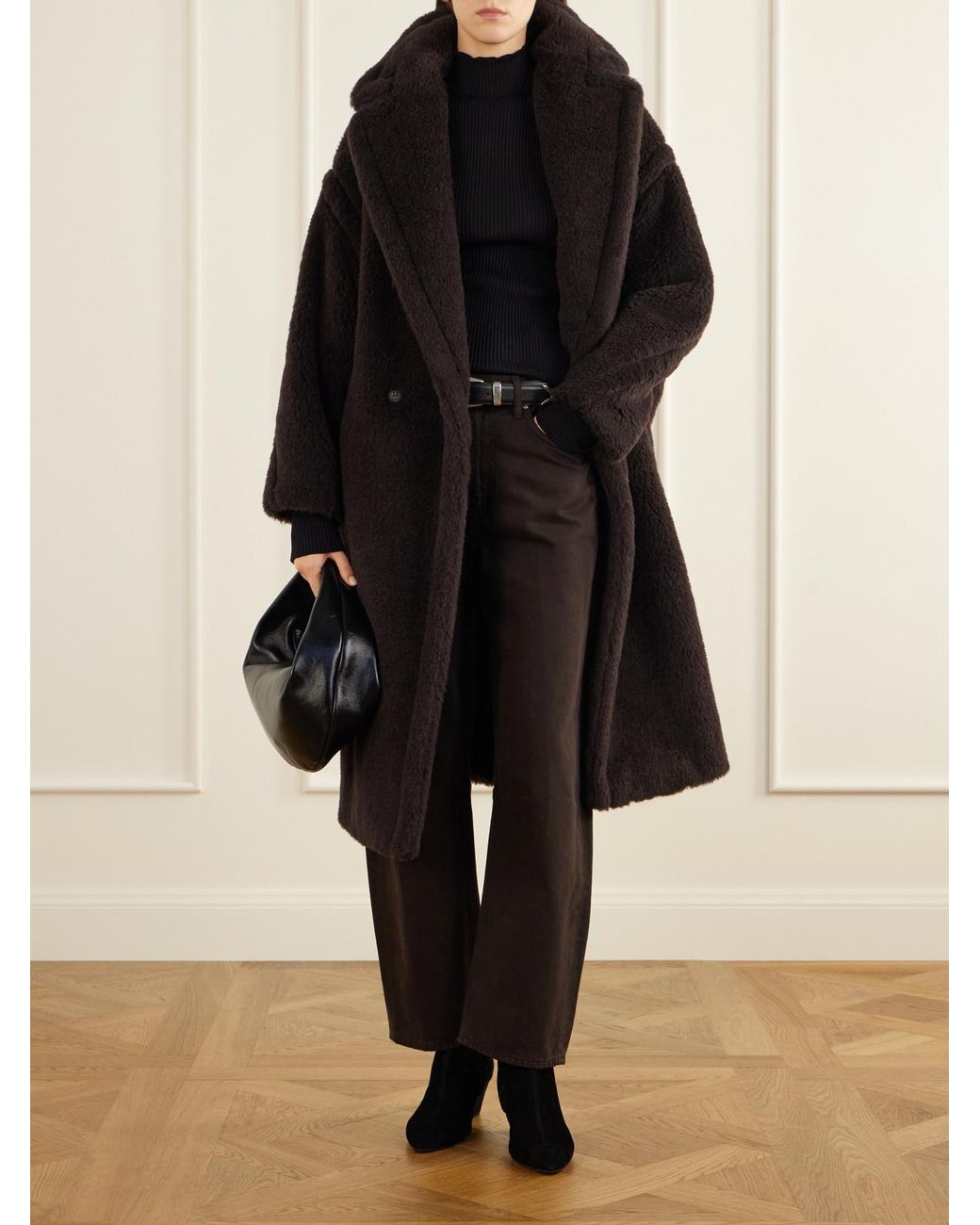 Max Mara Black Tedgirl Alpaca, Wool And Silk-Blend Coat