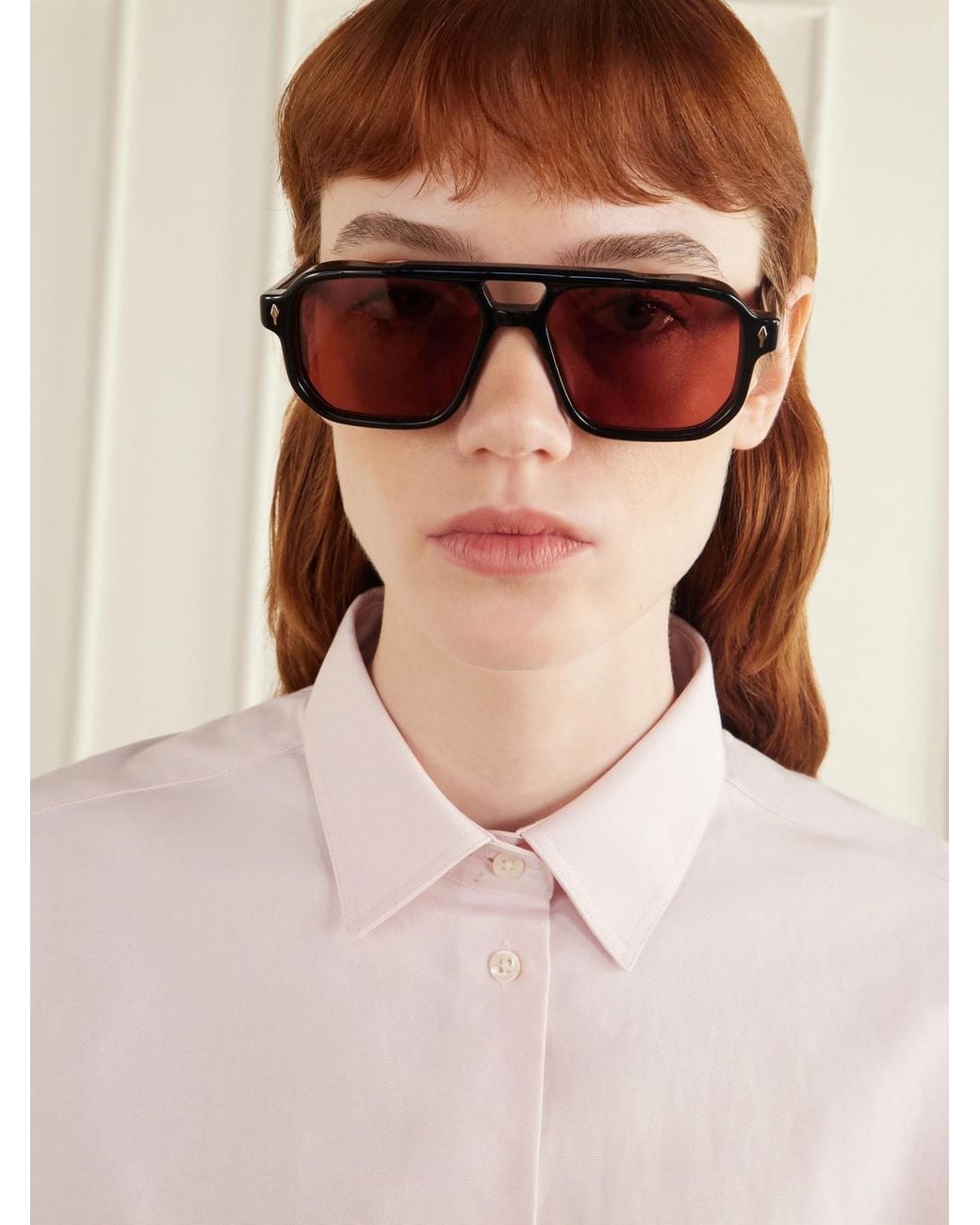 Jacques Marie Mage Black Evans Aviator-Style Acetate Sunglasses
