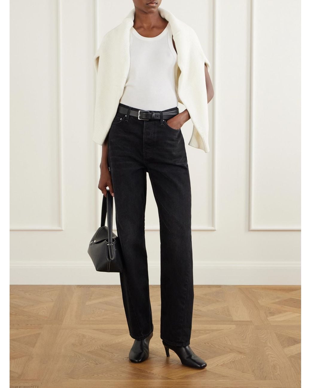 Totême  Blue Twisted Seam Mid-Rise Straight-Leg Jeans