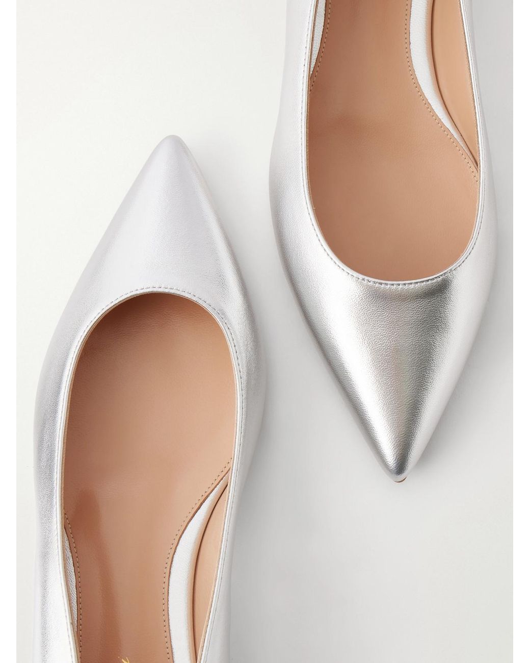 Gianvito Rossi Natural Gianvito Metallic Leather Ballet Flats