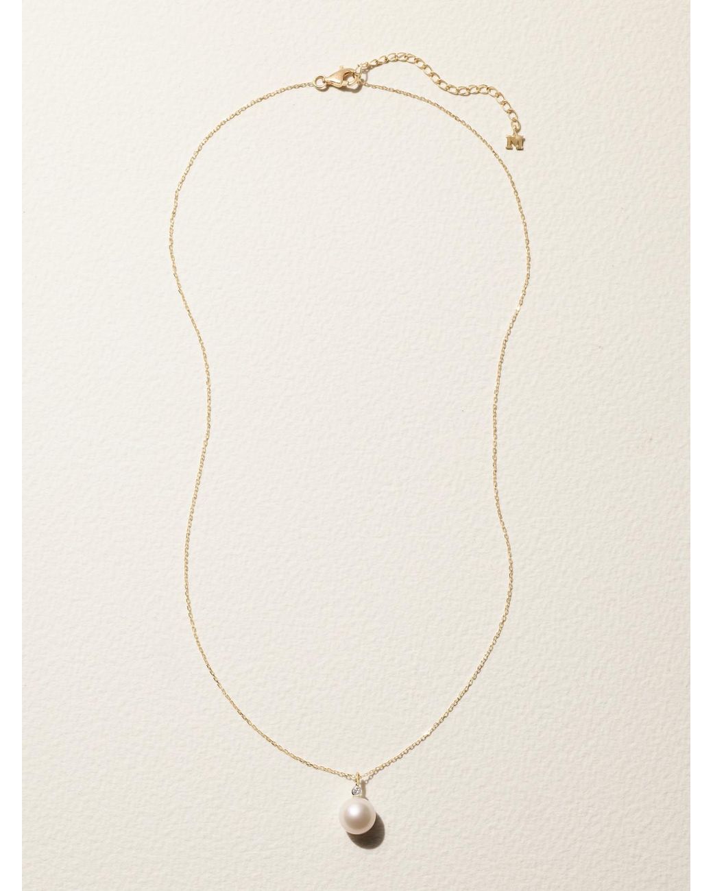 Mateo Natural 14-Karat, Pearl And Diamond Necklace